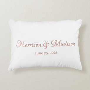 Personalized Rose Custom Couple Name Date Wedding Accent Pillow