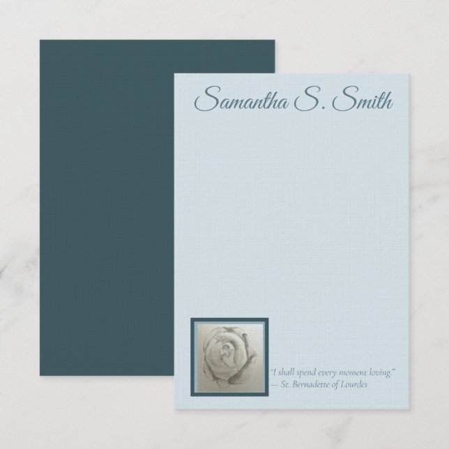 Personalized Rose Flat Note Card (Front/Back)