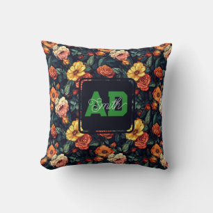 Personalized Rose Floral Birthday Party Throw Pillow