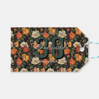 Personalized Rose Floral Happy Birthday Gift Tags