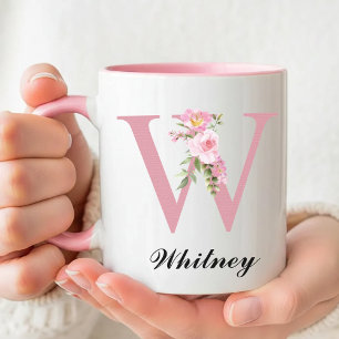Personalized Rose Floral Mug Birthday Gift for Her