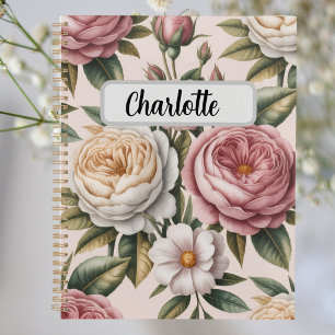 Personalized rose Flower Cover Productivity Goal  Planner