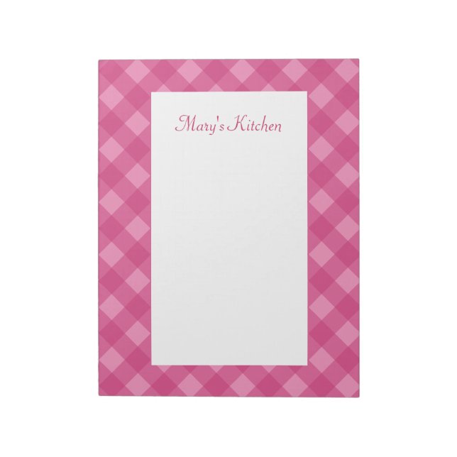 Personalized Rose Gingham Notepad (Rotated)