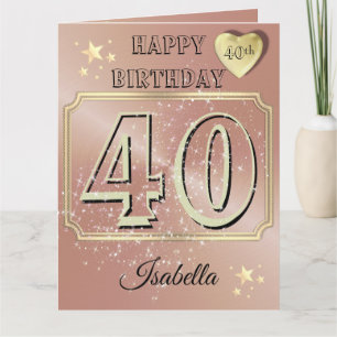 Personalized Rose Gold Custom 40th Birthday Card