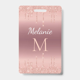 Personalized Rose Gold Custom Letter Name Badge