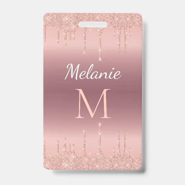 Personalized Rose Gold Custom Letter Name Badge (Front)