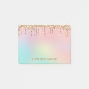 Personalized Rose Gold Dripping Glitter  Post-it Notes