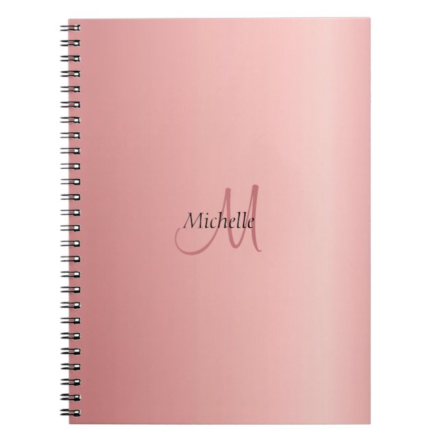 Personalized Rose Gold Elegant Monogram Template Notebook (Front)