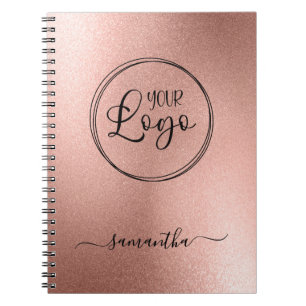 Personalized Rose Gold Foil Look Logo Notebook