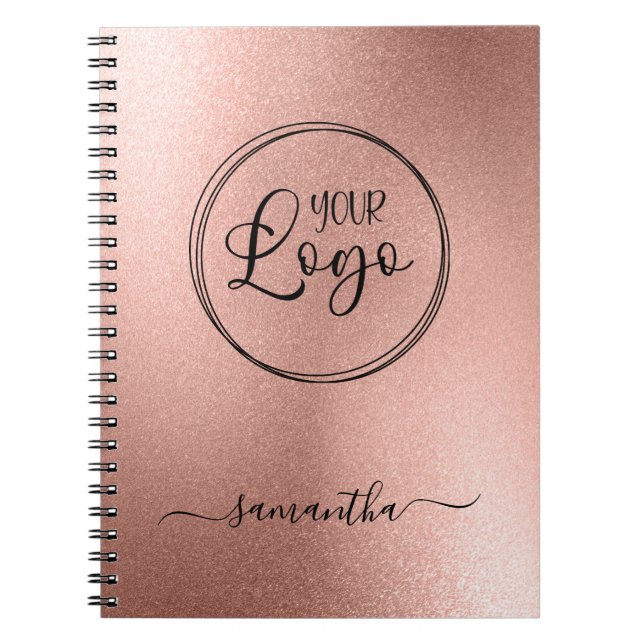 Personalized Rose Gold Foil Look Logo Notebook (Front)
