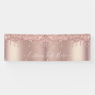 Personalized Rose Gold Glitter Banner Custom Text