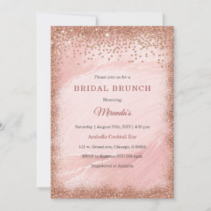 Personalized Rose Gold Glitter Bridal Brunch Invitation