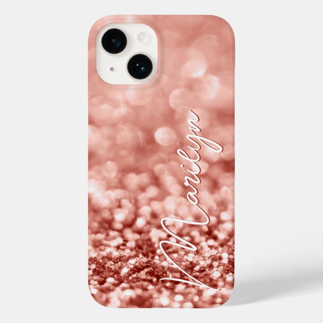 Personalized Rose Gold Glitter Case-Mate iPhone Case (Back)