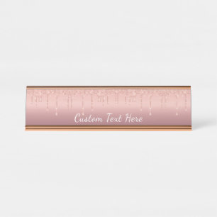 Personalized Rose Gold Glitter Desk Name Plate