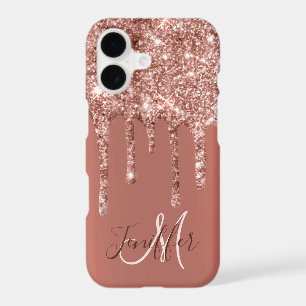 Personalized Rose Gold Glitter Drips Girly Luxury 