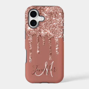 Personalized Rose Gold Glitter Drips Girly Luxury