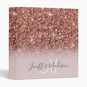 Personalized Rose Gold Glitter Drips Girly Luxury  Binder