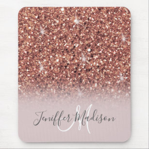Personalized Rose Gold Glitter Drips Girly Luxury  Mouse Pad
