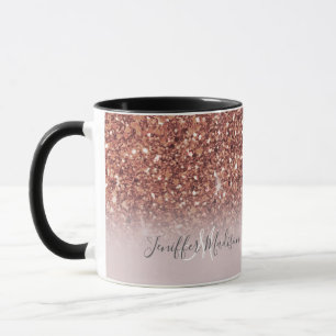 Personalized Rose Gold Glitter Drips Girly Luxury Mug