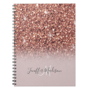 Personalized Rose Gold Glitter Drips Girly Luxury Notebook