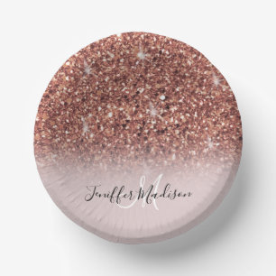Personalized Rose Gold Glitter Drips Girly Luxury  Paper Plate
