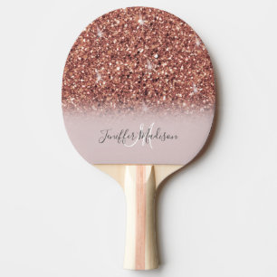 Personalized Rose Gold Glitter Drips Girly Luxury  Ping Pong Paddle