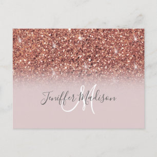 Personalized Rose Gold Glitter Drips Girly Luxury  Postcard
