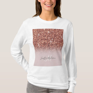 Personalized Rose Gold Glitter Drips Girly Luxury T-Shirt