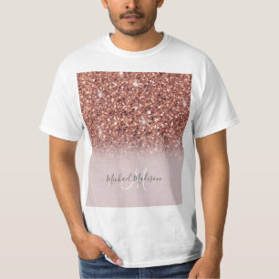 Personalized Rose Gold Glitter Drips Girly Luxury  T-Shirt
