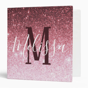 Personalized rose gold glitter gradient binder