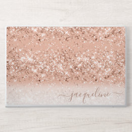 Personalized Rose Gold Glitter HP Laptop Skin