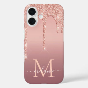 Personalized Rose Gold Glitter iPhone Case