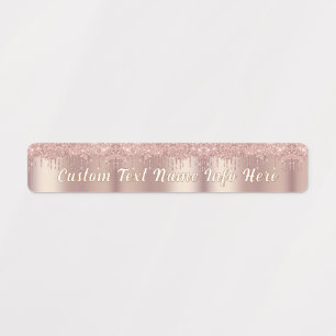 Personalized Rose Gold Glitter Labels Custom Text