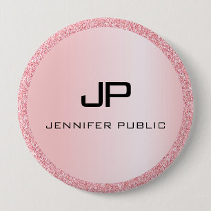 Personalized Rose Gold Glitter Look Monogram 4 Inch Round Button