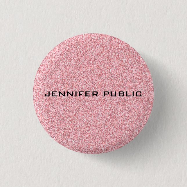 Personalized Rose Gold Glitter Look Template 1 Inch Round Button (Front)