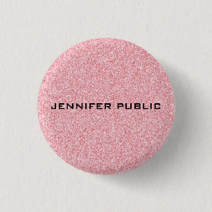 Personalized Rose Gold Glitter Look Template 1 Inch Round Button