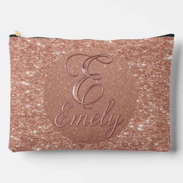 Personalized Rose Gold Glitter Name Design – Emely Accessory Pouch (Front)