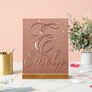 Personalized Rose Gold Glitter Name Design – Emely Acrylic Sign