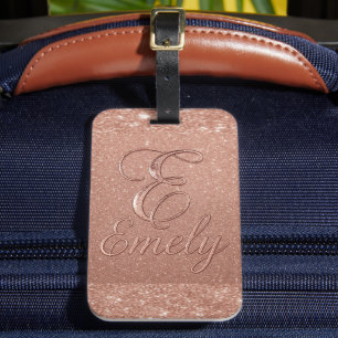 Personalized Rose Gold Glitter Name Design – Emely Luggage Tag