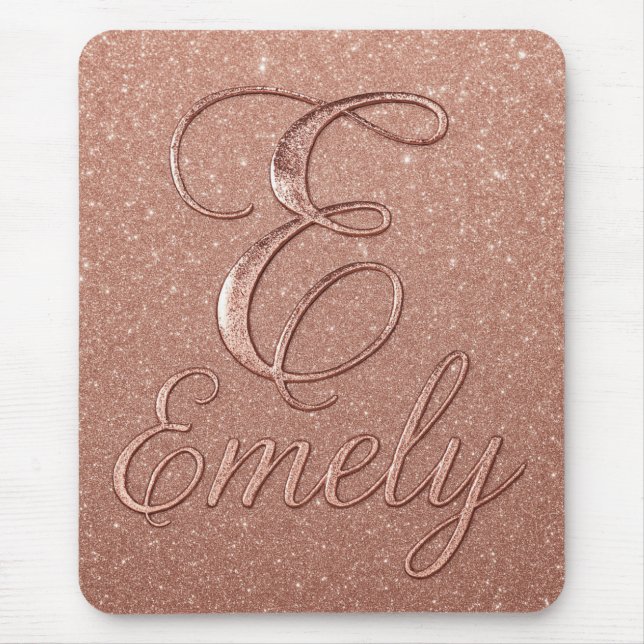 Personalized Rose Gold Glitter Name Design – Emely Mouse Pad (Front)