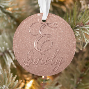 Personalized Rose Gold Glitter Name Design – Emely Ornament