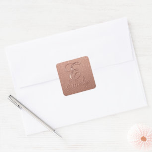 Personalized Rose Gold Glitter Name Design – Emely Square Sticker