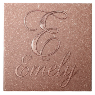 Personalized Rose Gold Glitter Name Design – Emely Tile