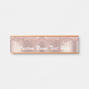 Personalized Rose Gold Glitter Name Door Sign