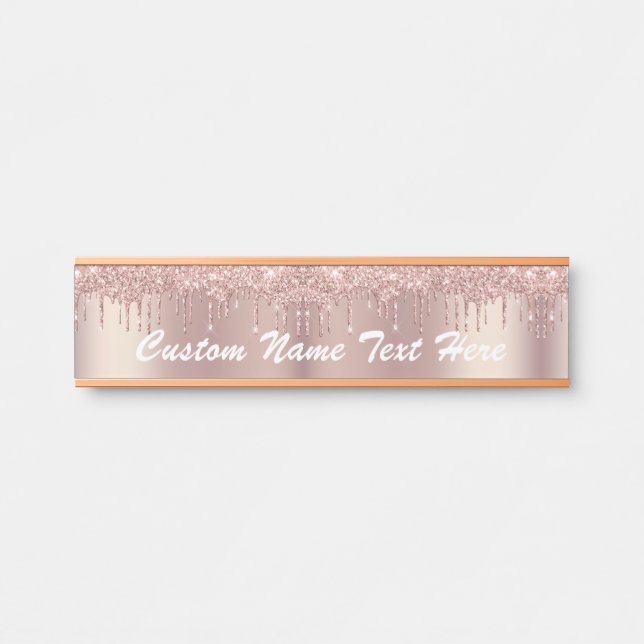 Personalized Rose Gold Glitter Name Door Sign (Front)