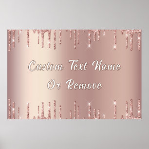 Personalized Rose Gold Glitter Poster Custom Text