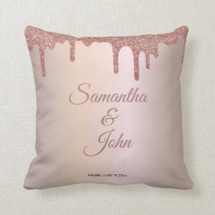 Personalized Rose Gold Glitter Sparkle, Dripping g Throw Pillow