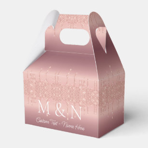 Personalized Rose Gold Glitter Wedding Favour Boxe Favor Box