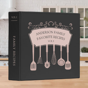 Personalized Rose Gold Kitchen Utensils Recipe Binder