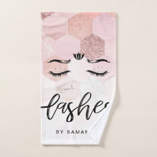 Personalized Rose Gold Lashes Hand Towel